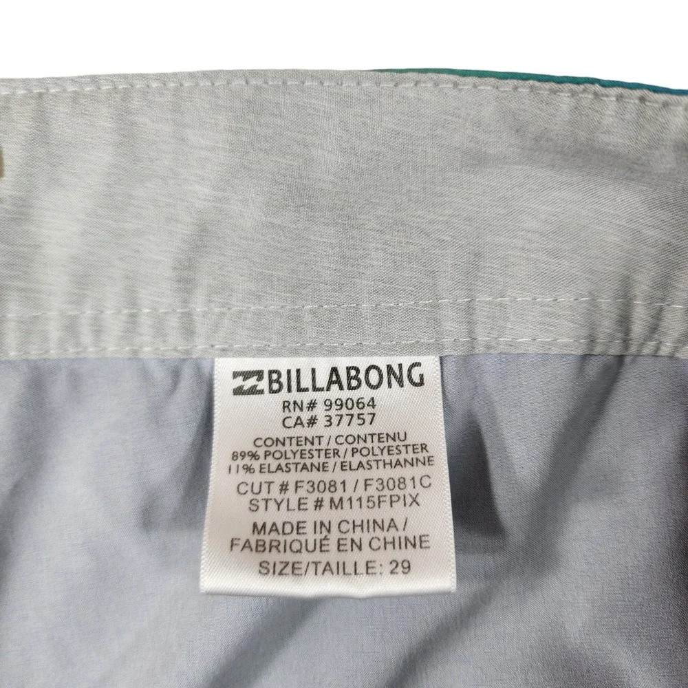 Billabong Board Shorts 29 Men Tropical Blue Green White Functional Fly 10